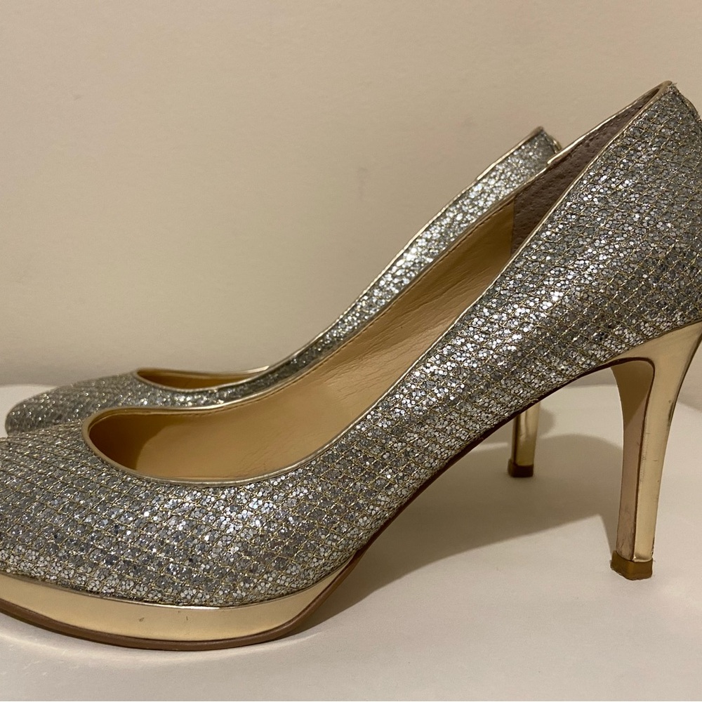 Ivanka Trump Glittering Silver Heels